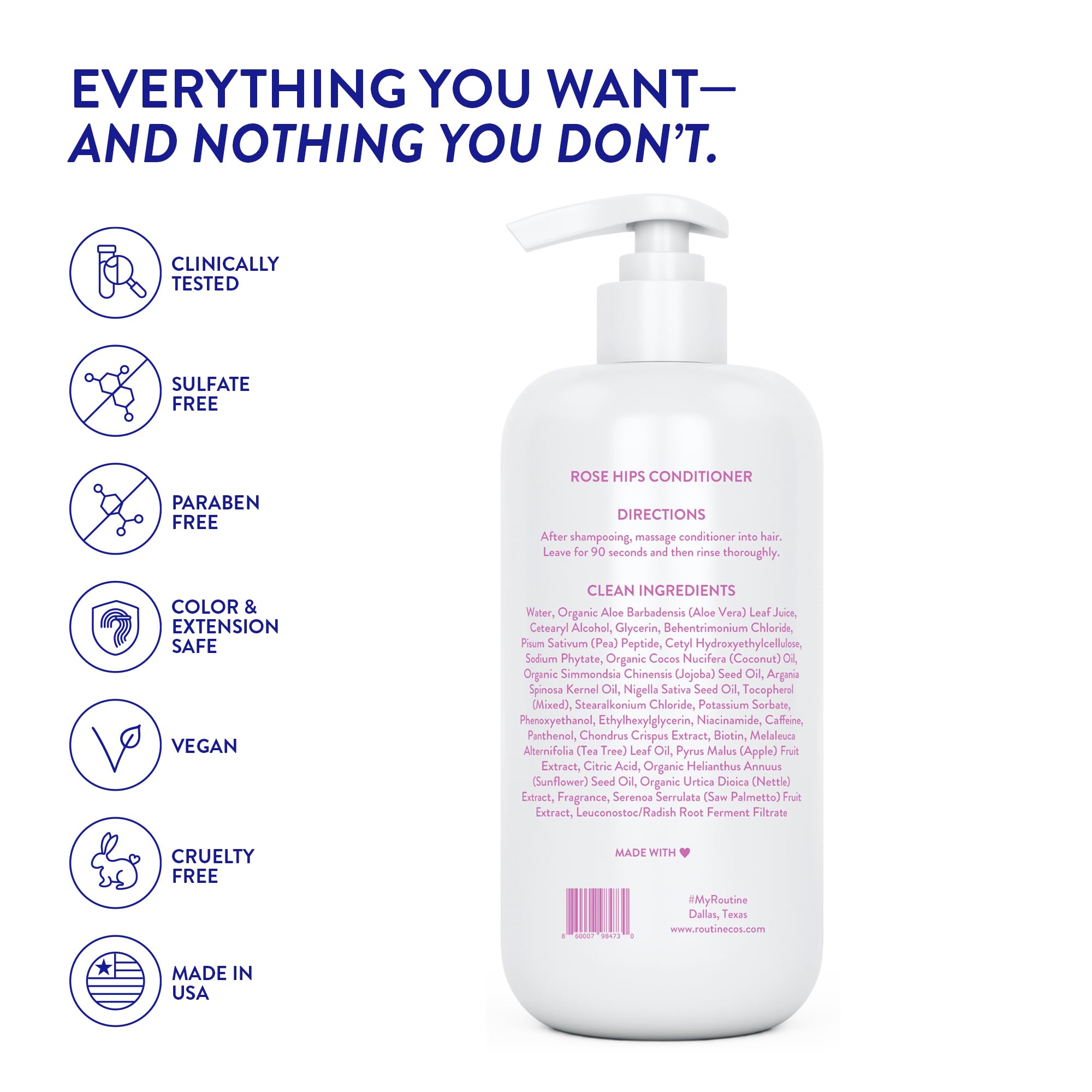 Routine Wellness Cabello brillante y vivo tras el acondicionador.