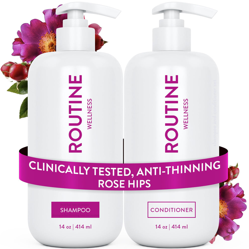 Champú Routine Wellness en botella para cabello fino y limpio