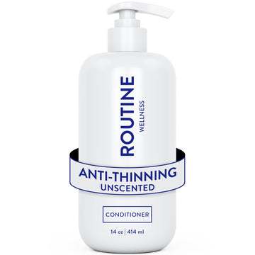 Routine Wellness condicionador profundo antiafinamiento en botella de 14 onzas fortalece el cabello.