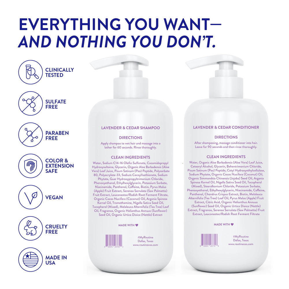 Routine Wellness empaque de dos frascos lavanda-cedro