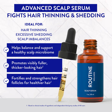 Aplicación en cuero cabelludo con Routine Wellness Serum para cuero cabelludo saludable.