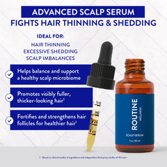 Aplicación en cuero cabelludo con Routine Wellness Serum para cuero cabelludo saludable.