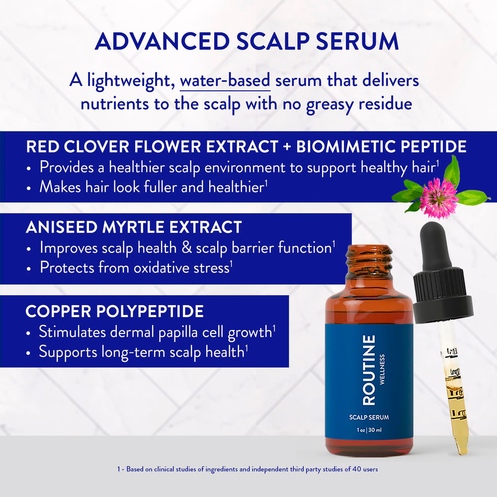 Cabello más denso al usar Routine Wellness Serum, apariencia más voluminoso.