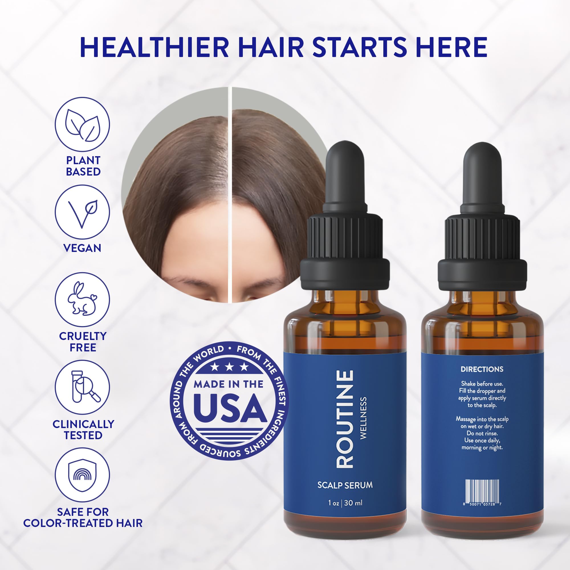 Textura ligera de Routine Wellness Serum deja cabello fresco sin residuos.