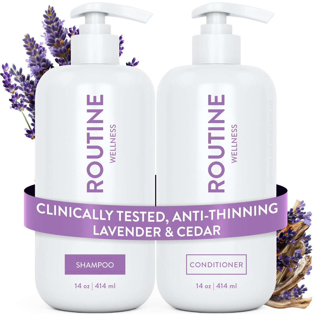 Routine Wellness shampoo fortalecedor para cabello fino lavanda-cedro