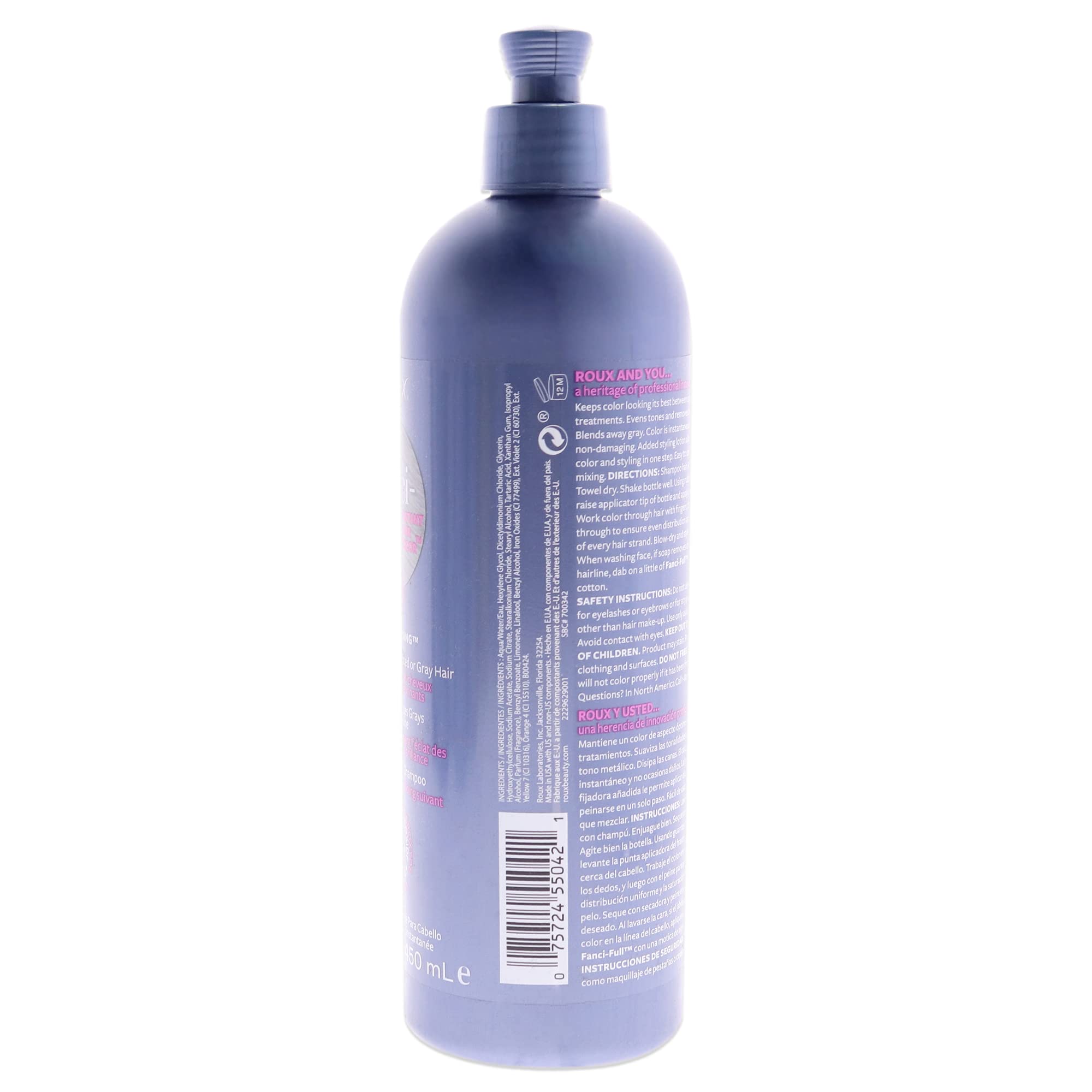 Roux Fanci-Full cabello con manejo suave y brillo tras uso.