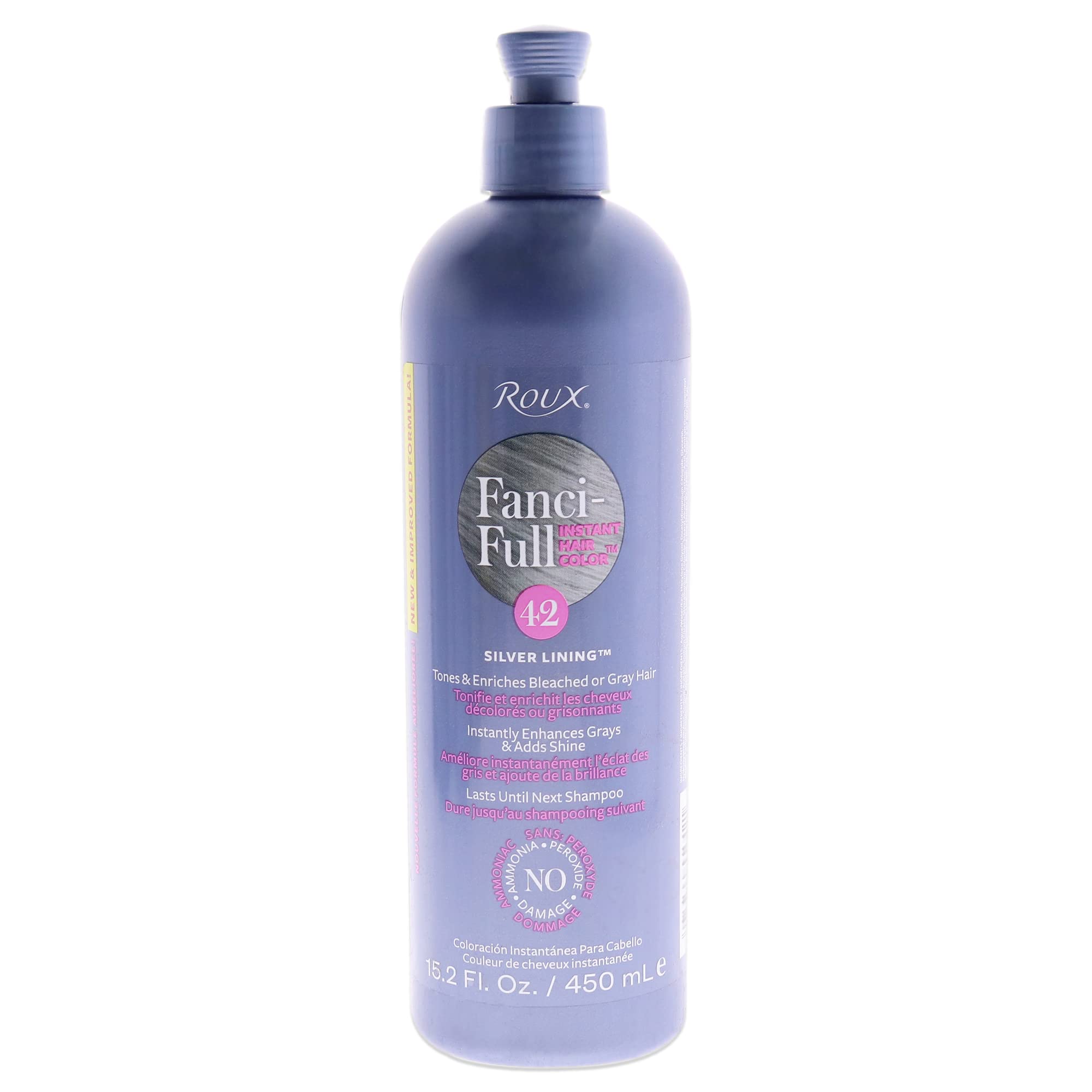 Roux Fanci-Full enjuague color instantáneo para cabello, plateado luminoso, difumina canas temporalmente.