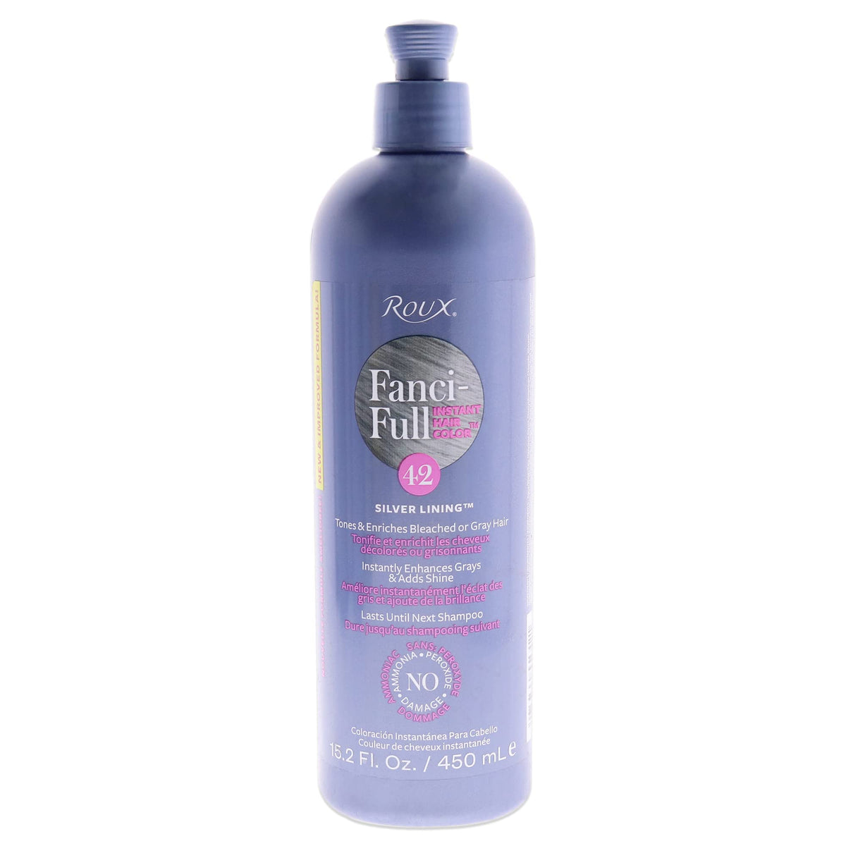 Roux Fanci-Full enjuague color instantáneo para cabello, plateado luminoso, difumina canas temporalmente.