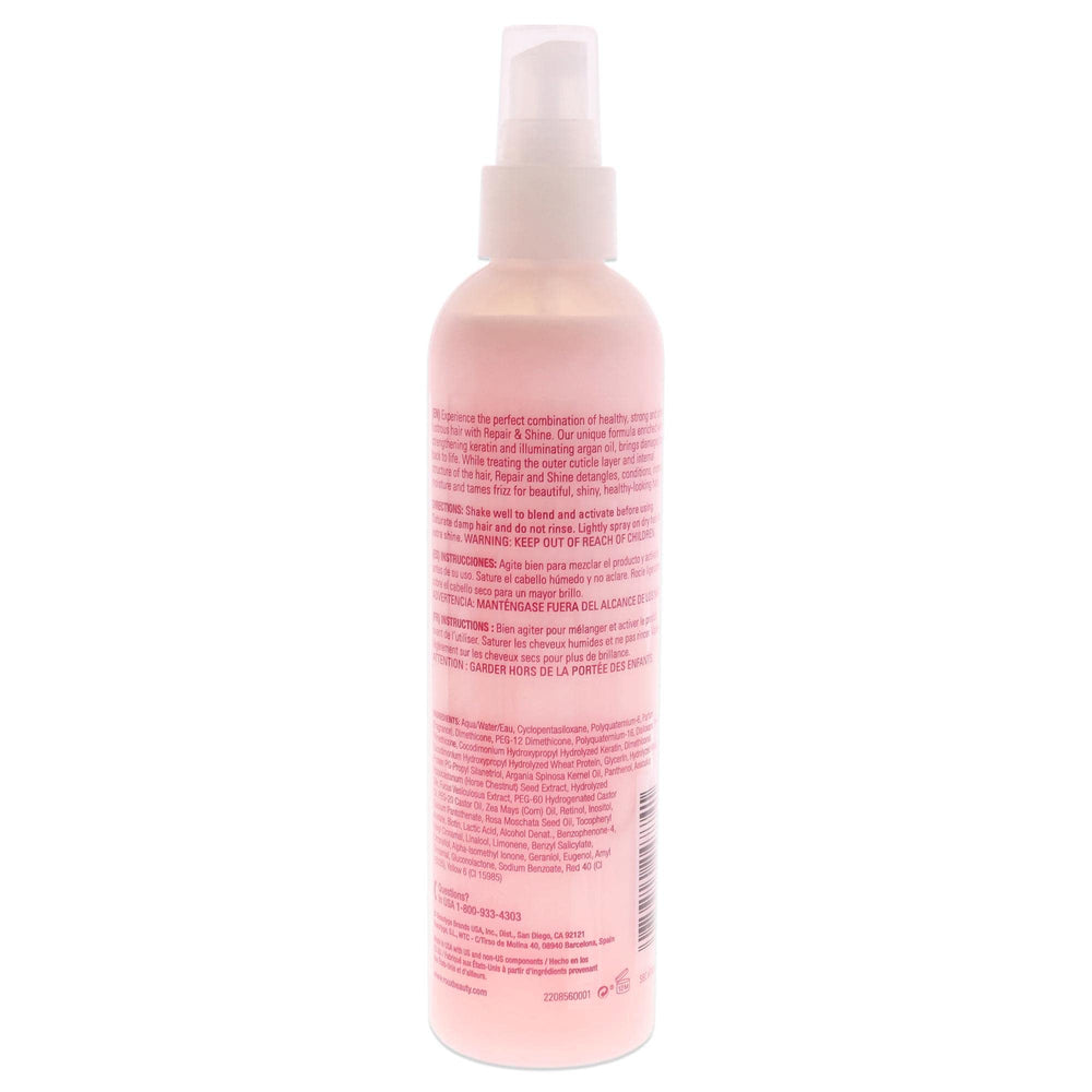 Roux Keratin Repair Shine Leave-In Formula demonstrates smooth hair and frizz-control benefits for daily styling.