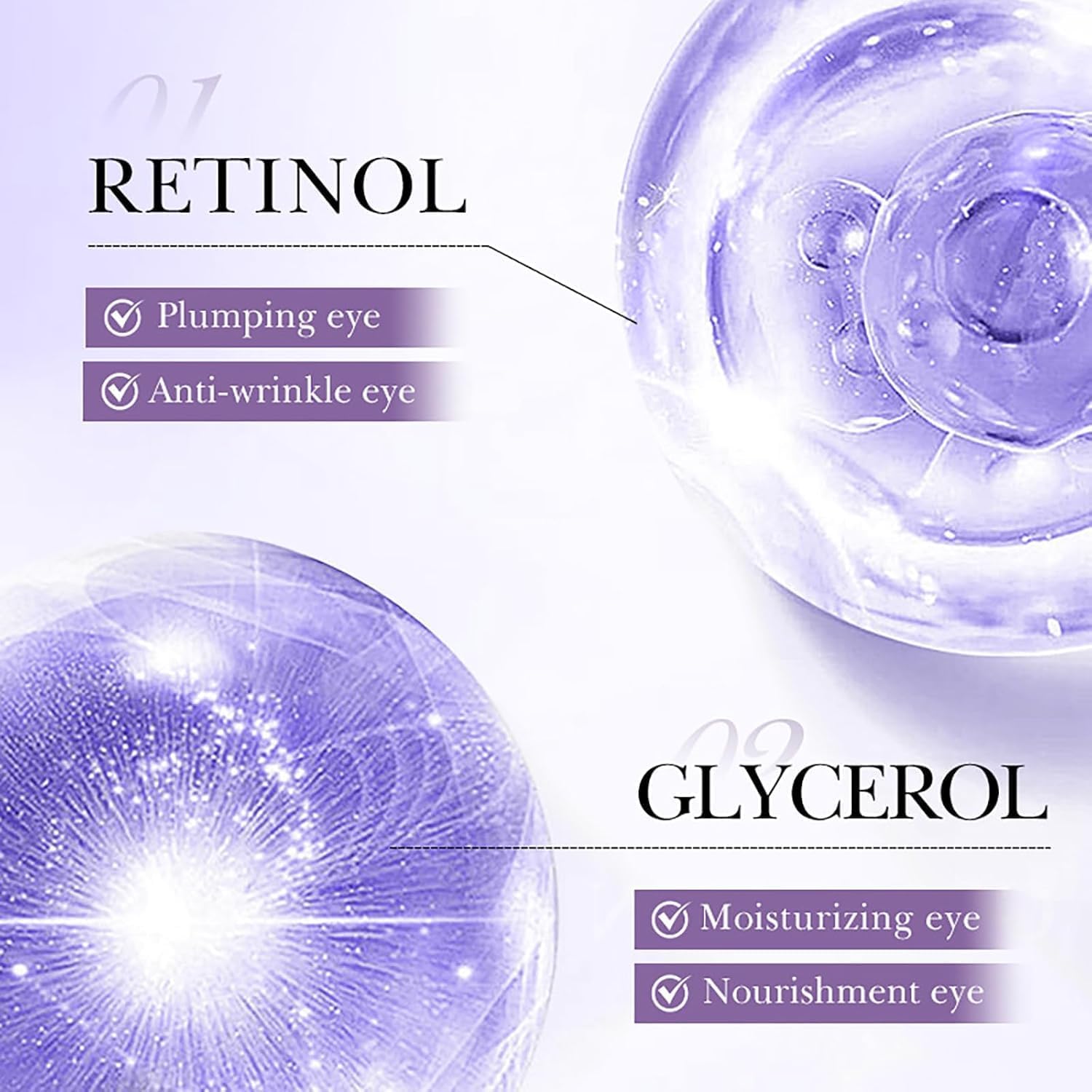 Aplicación nocturna de Rouxun crema ojos retinol para revitalizar la mirada.