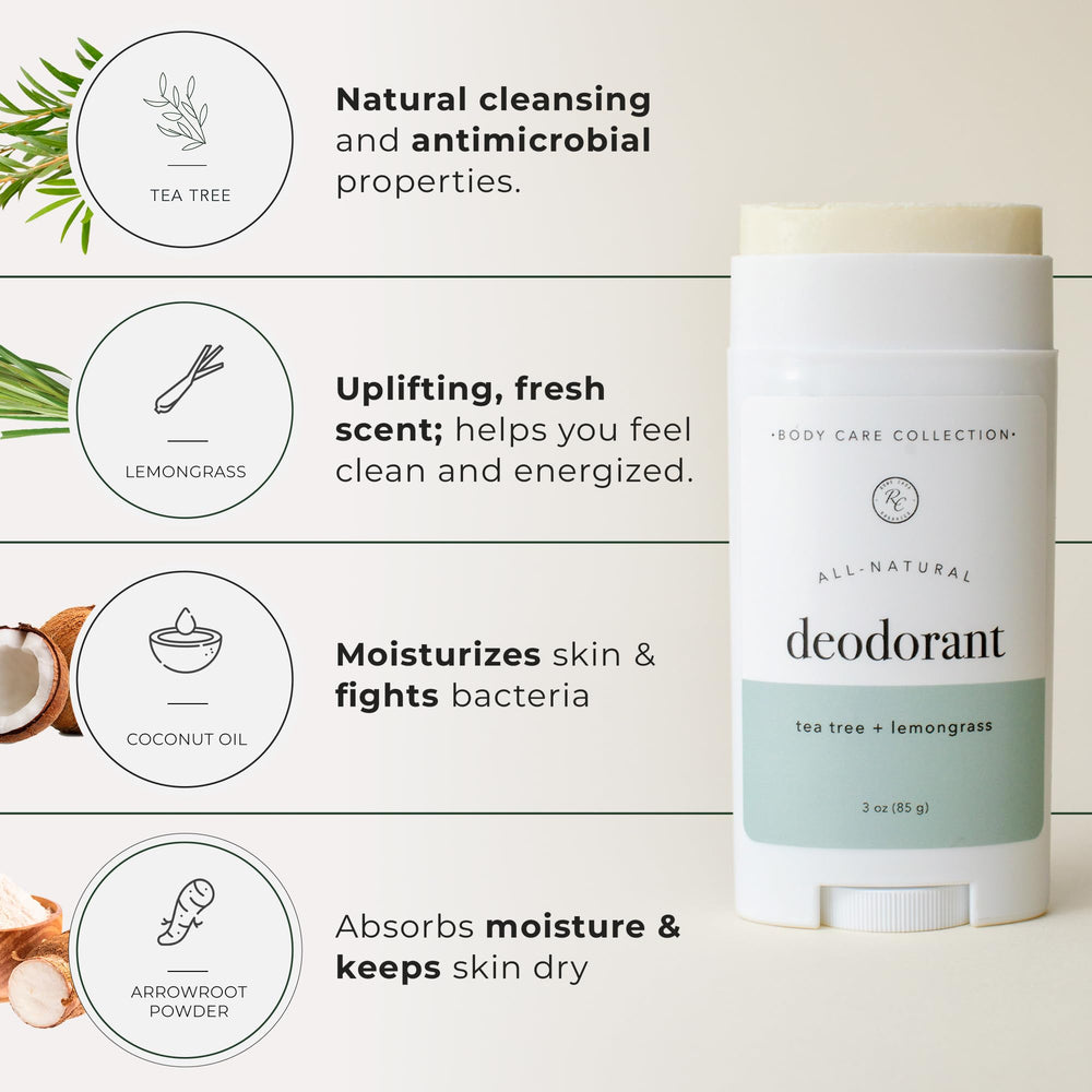 Rowe Casa Organics desodorante natural aplicación suave que protege todo el día.
