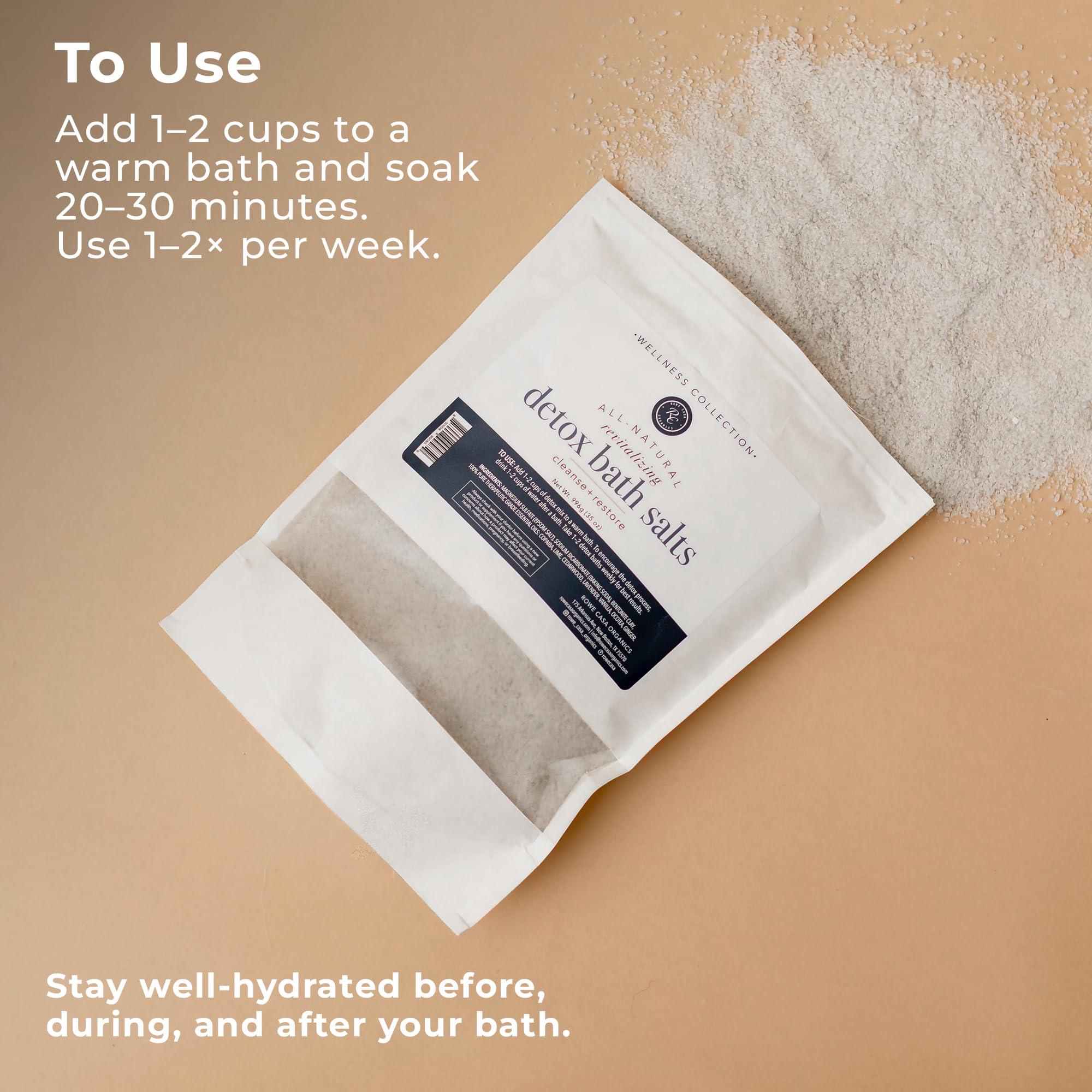 Argile Bentonique Rowe Casa Organics pour sensation de purification dans le bain.