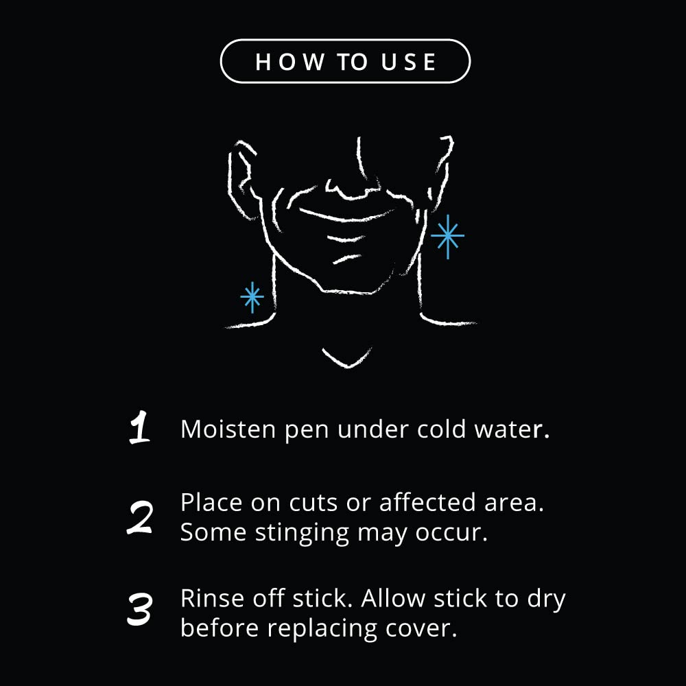 Royal Shave Alum Styptic Pen: instrucciones simples para usar y obtener alivio inmediato.