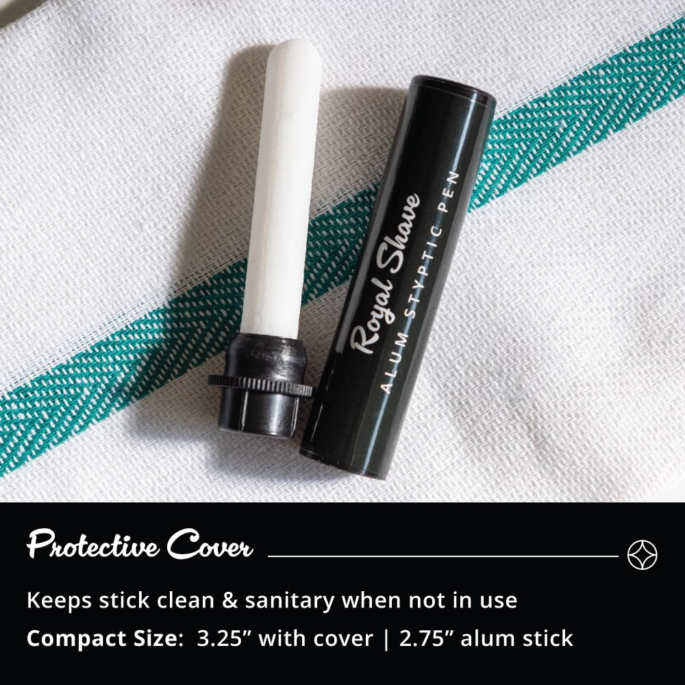 Royal Shave Alum Styptic Pen: tapa protectora para mantener el stick limpio y listo.