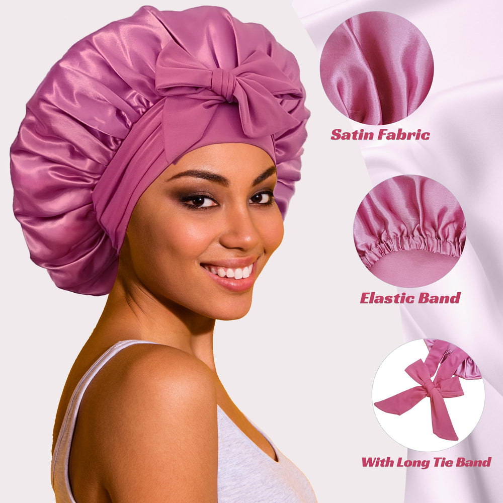 Gorro ROYBENS seda doble capa protege y sostiene el cabello durante la noche.