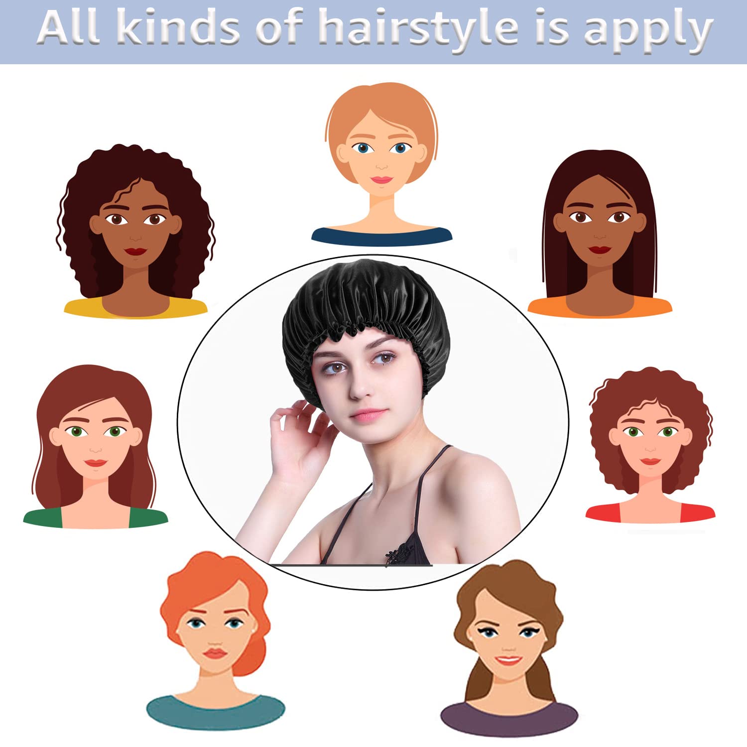 ROYBENS bonete satén para cabello natural y trenzas