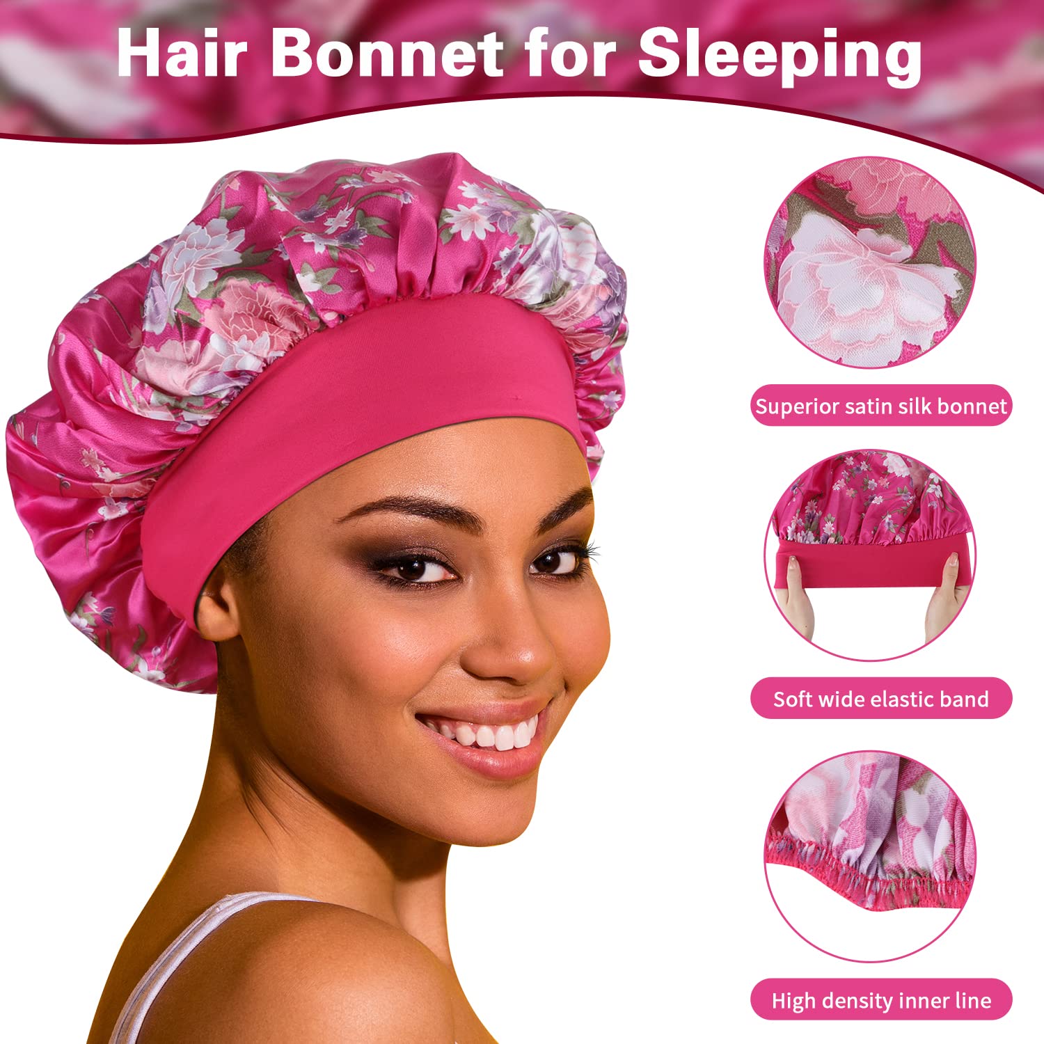 ROYBENS bonete satén multifuncional para duchas y skincare manteniendo el cabello.