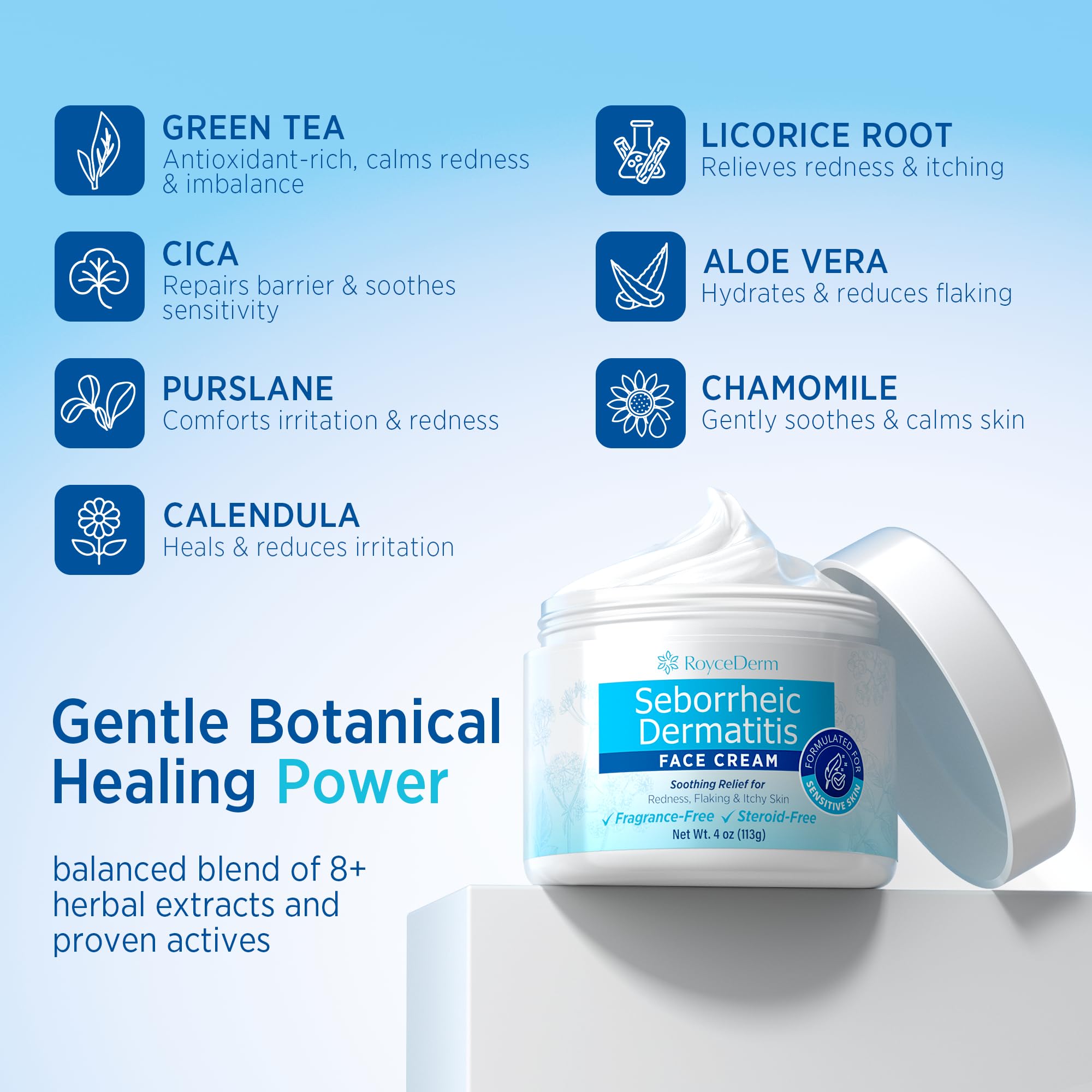 Roycederm cuidado diario cara y cuerpo para piel sensible.