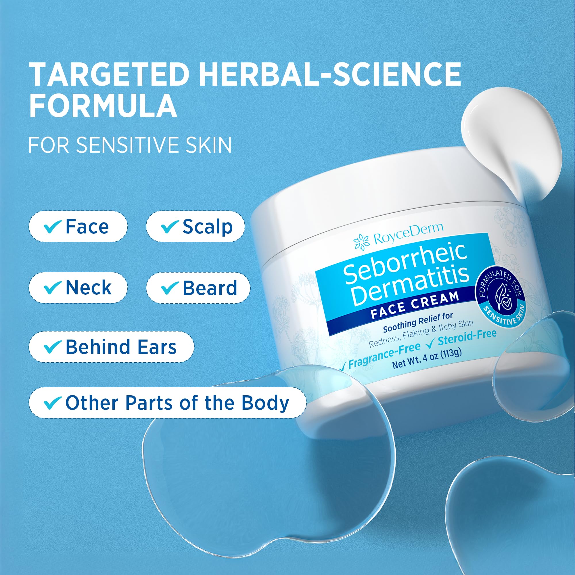 Roycederm textura ligera que se absorbe rápido y deja piel suave.