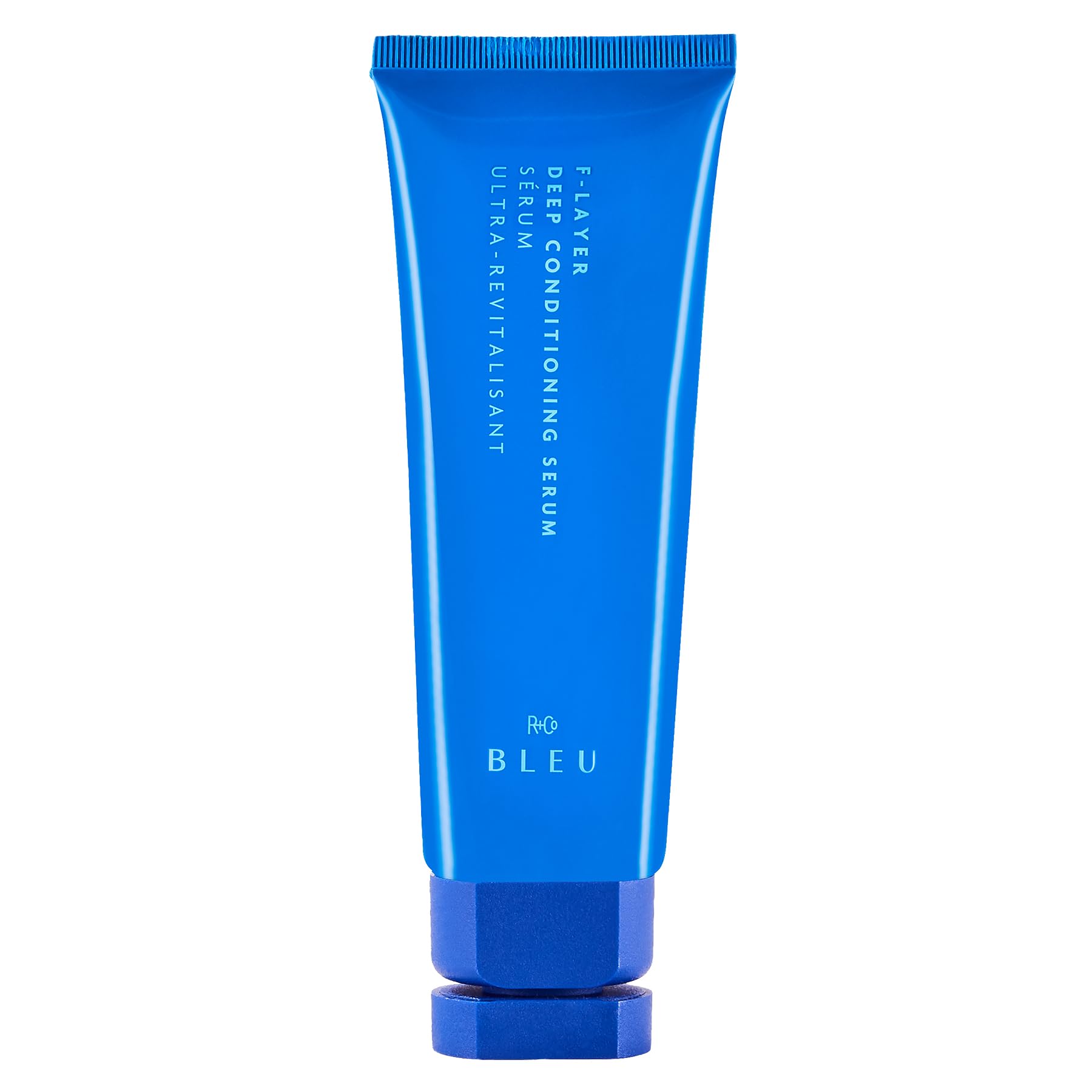 R+Co BLEU F-Layer: bouteille pompe pour hydratation légère sans alourdir les cheveux.