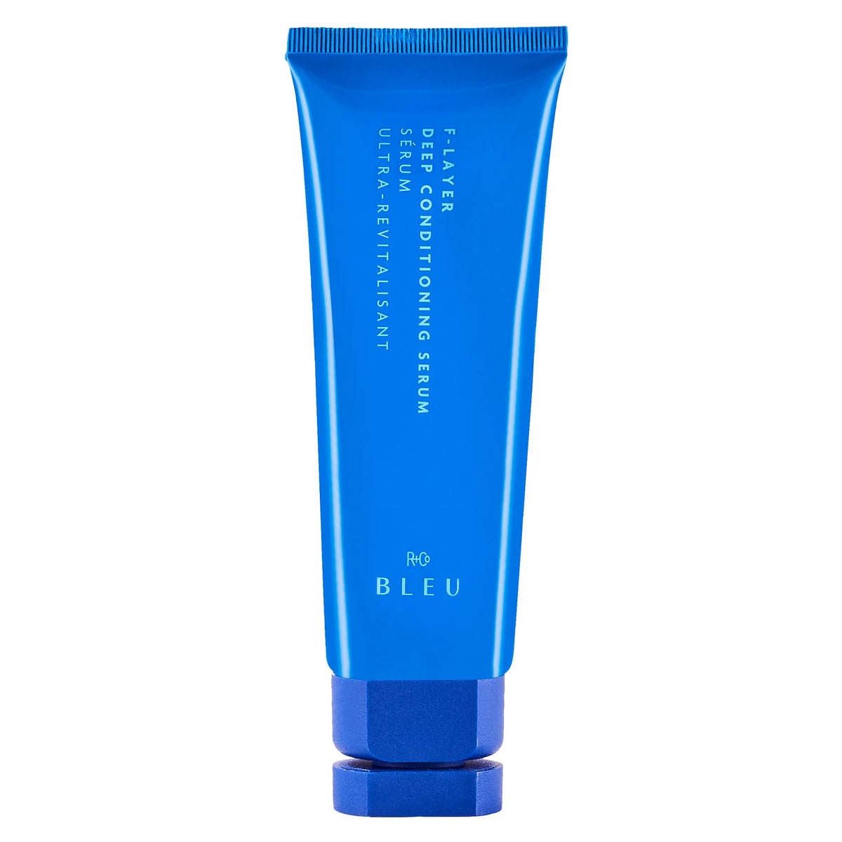 R+Co BLEU F-Layer: bouteille pompe pour hydratation légère sans alourdir les cheveux.