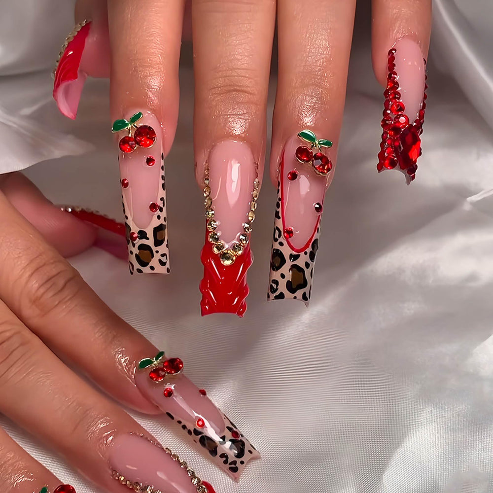 RTKHFZE uñas acrílicas cuadradas largas con brillo intenso para ocasiones especiales