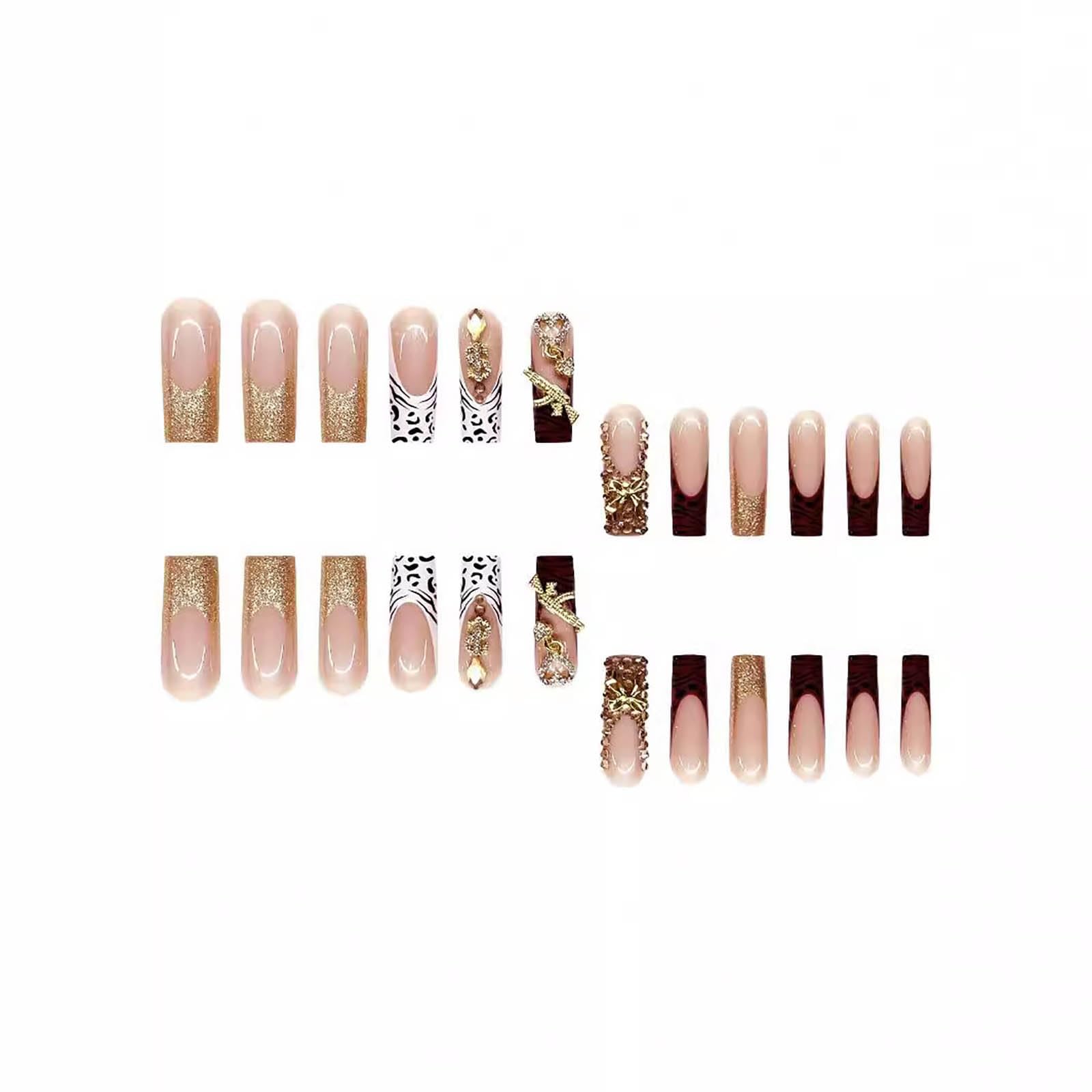 RTKHFZE uñas acrílicas con diseño de piedras cristal, look deslumbrante