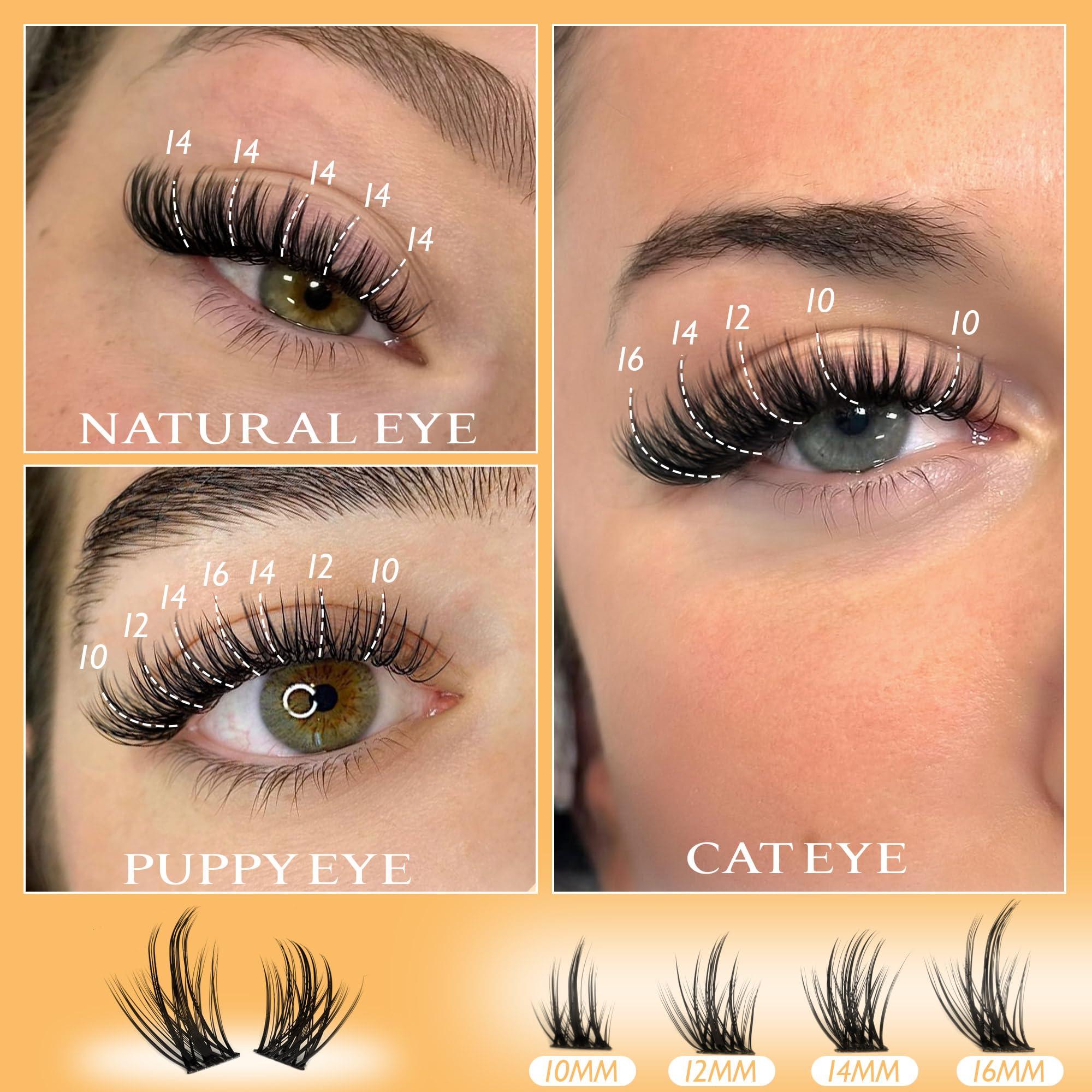 Pestañas DIY Ruairie 120 piezas 10-16 mm para personalizar tu look.