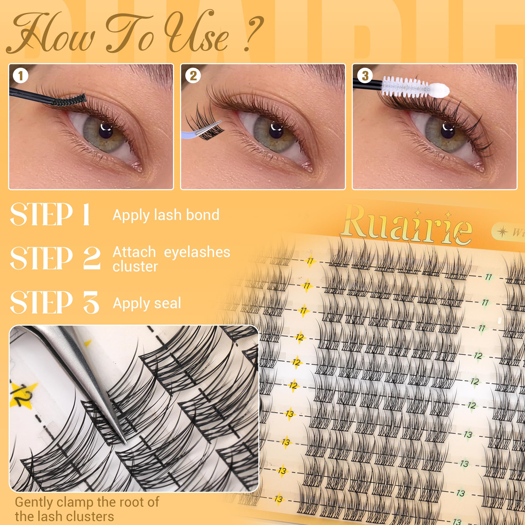 Uso en casa de racimos pestañas para look profesional