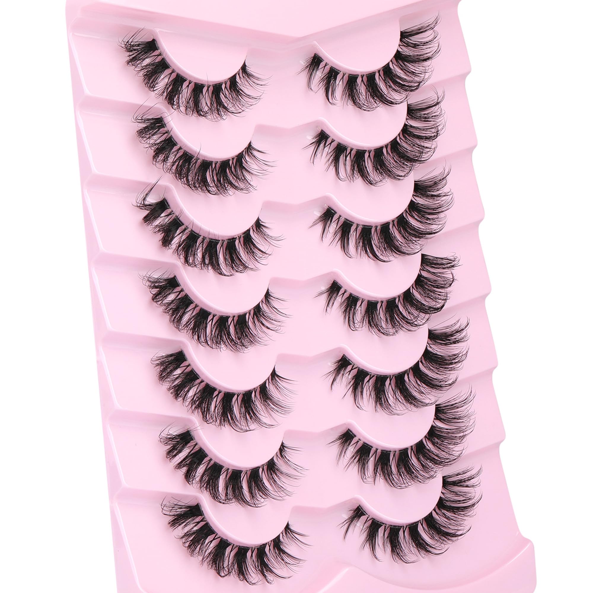Ruairie Pestañas Falsas Mink Sintético 16 mm, 7 Pares – Aspecto Natural y Efecto Ojo de Gato