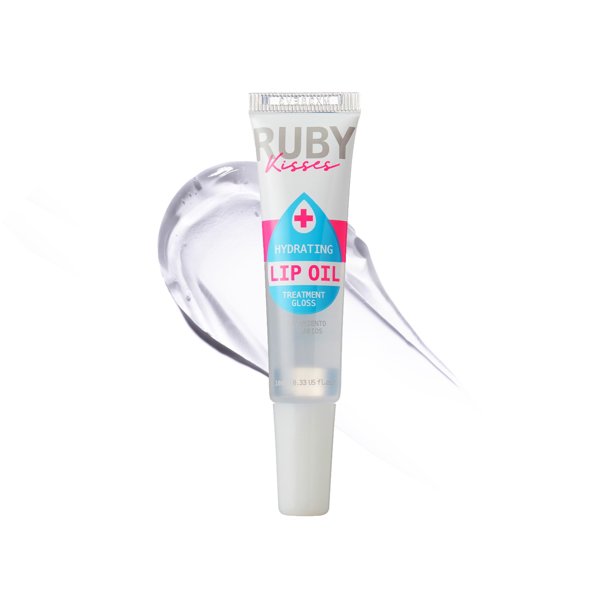 Ruby Kisses aceite labial hidratante incoloro con aplicador para hidratación profunda.