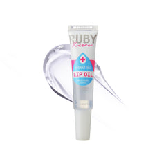Ruby Kisses aceite labial hidratante incoloro con aplicador para hidratación profunda.