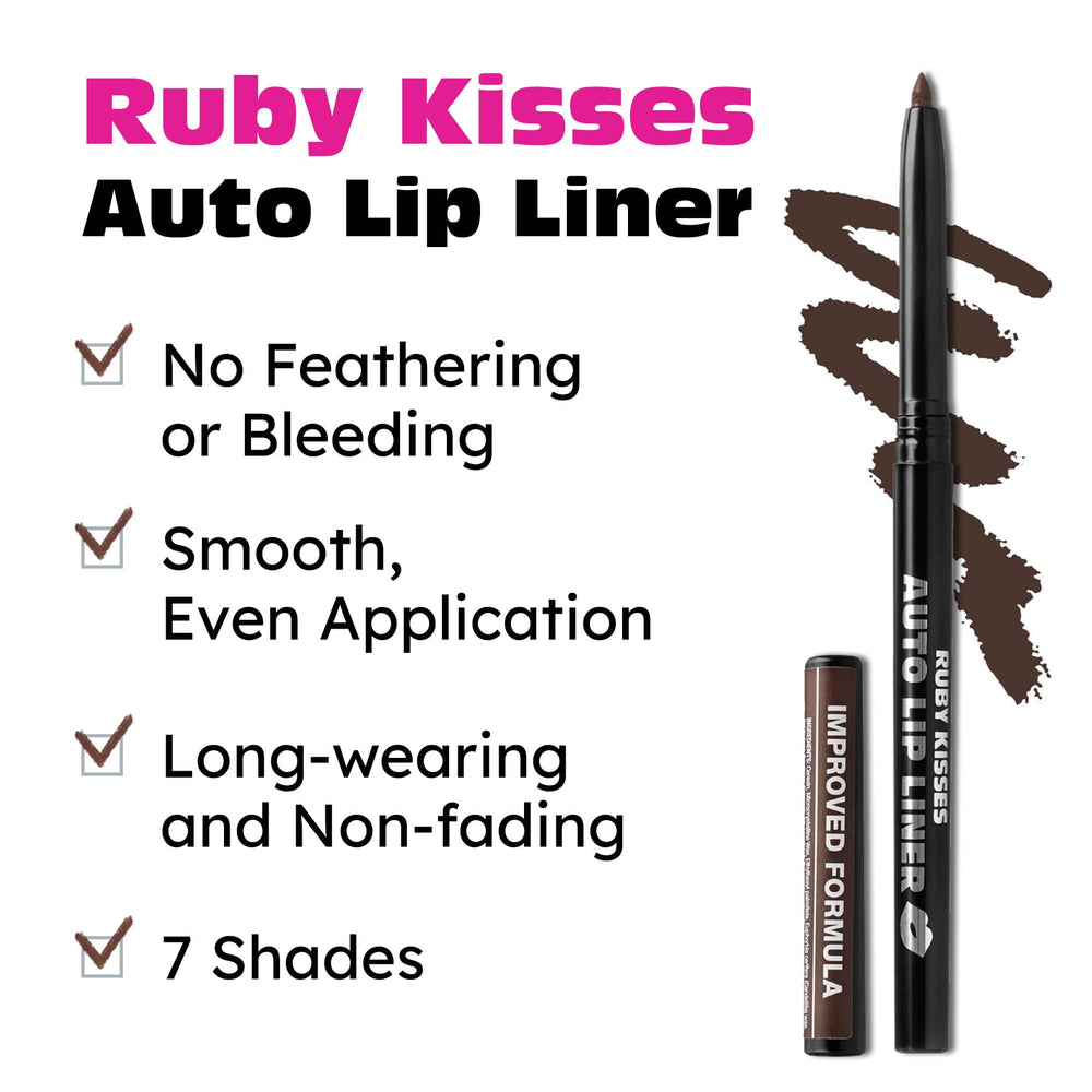 Ruby Kisses Auto Lip Liner sin desbordes evita sangrado.