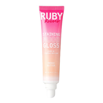 Ruby Kisses Brillo Labial pH cambia a rosa con color personalizado.