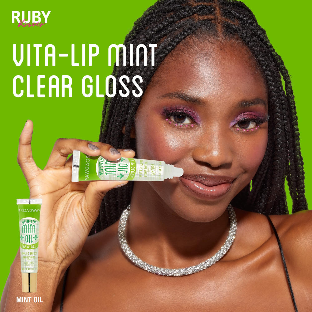 Ruby Kisses Broadway Vita-Lip brillo labial mentolado, sensación refrescante al aplicar