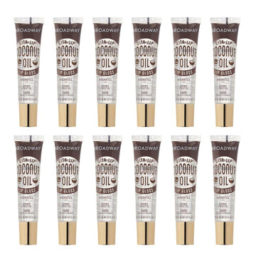 Ruby Kisses Broadway Vita-Lip Gloss con aceite de coco en empaque, hidratación duradera para labios