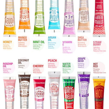 Ruby Kisses Broadway Vita-Lip sin pegajosidad, ideal para uso diario.