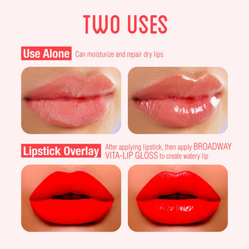 Ruby Kisses Broadway Vita-Lip textura gel suave, no pegajosa para labios secos.