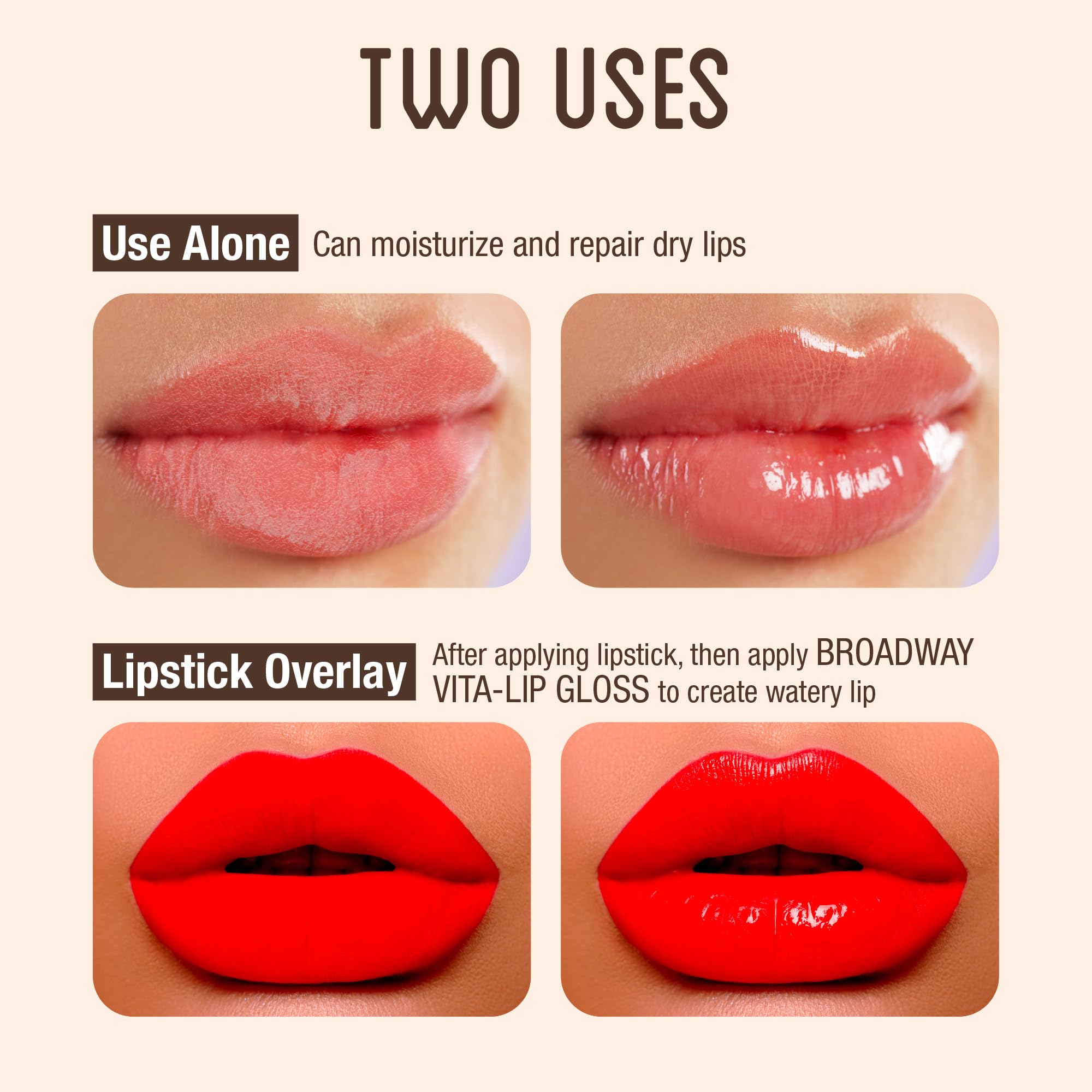 Apto para todas las edades, útil solo o sobre lápiz labial.