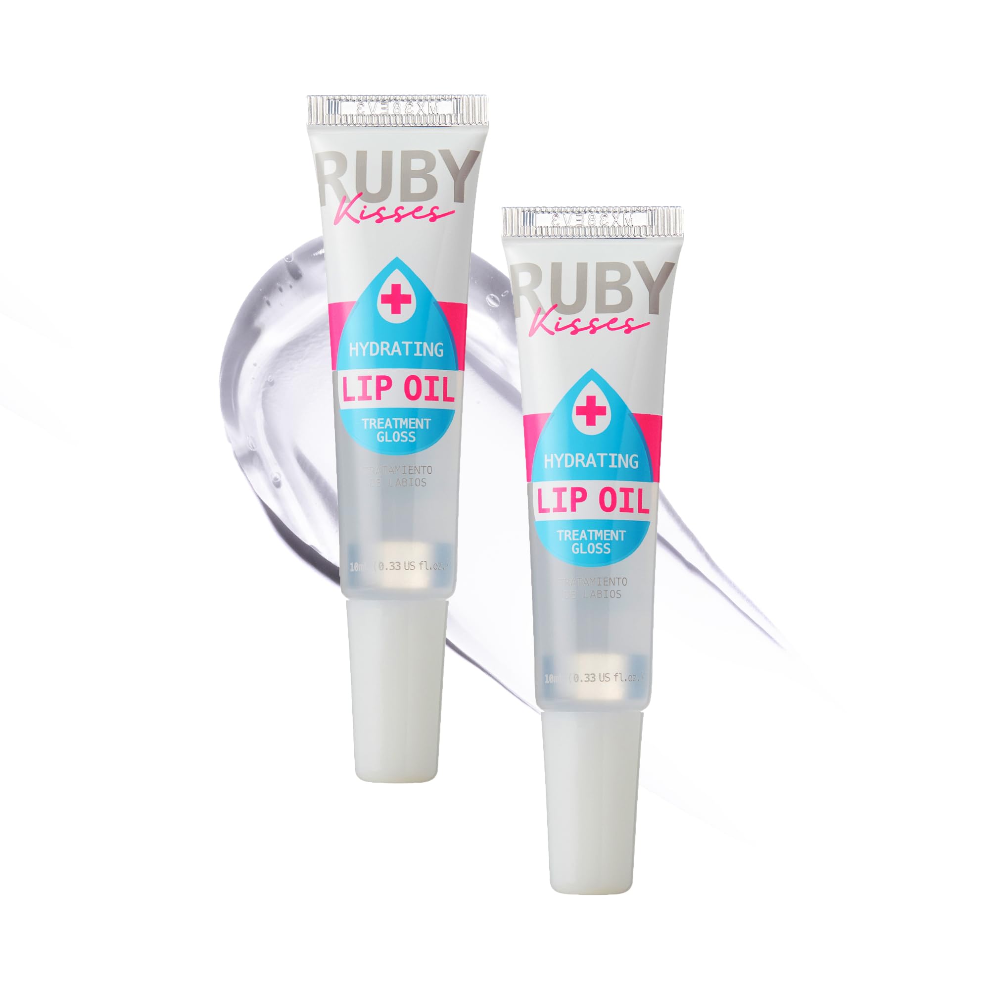 Ruby Kisses Aceite labial claro, botella 2Pack, hidratación profunda para labios