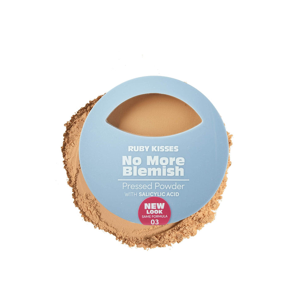 Ruby Kisses No More Blemish polvo, cobertura total para un acabado natural y sin imperfecciones.