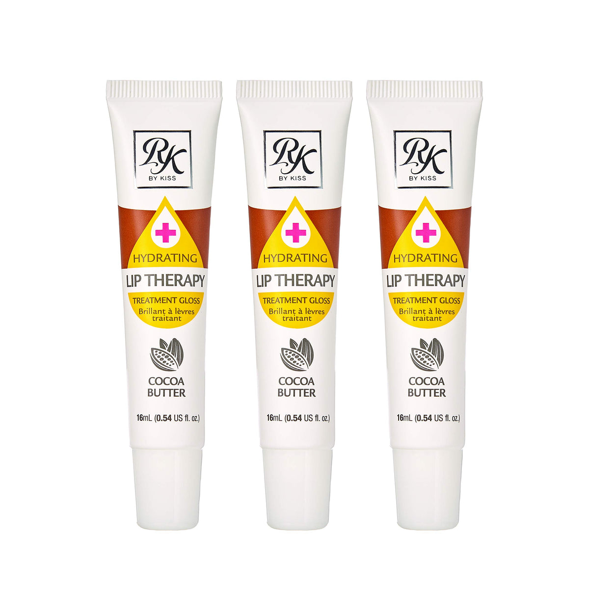 Tubo de Ruby Kisses Lip Therapy con manteca de cacao para labios hidratados.