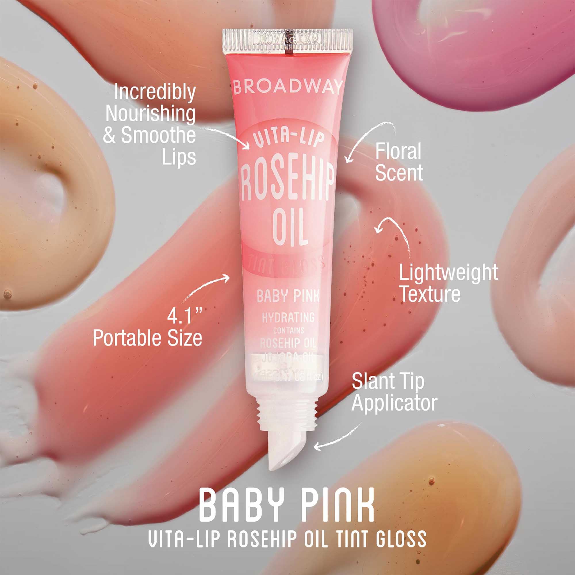 Labial Ruby Kisses Broadway Vita-Lip en tono rosa chicle, color sutil con hidratación.