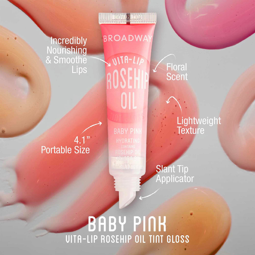 Labial Ruby Kisses Broadway Vita-Lip en tono rosa chicle, color sutil con hidratación.