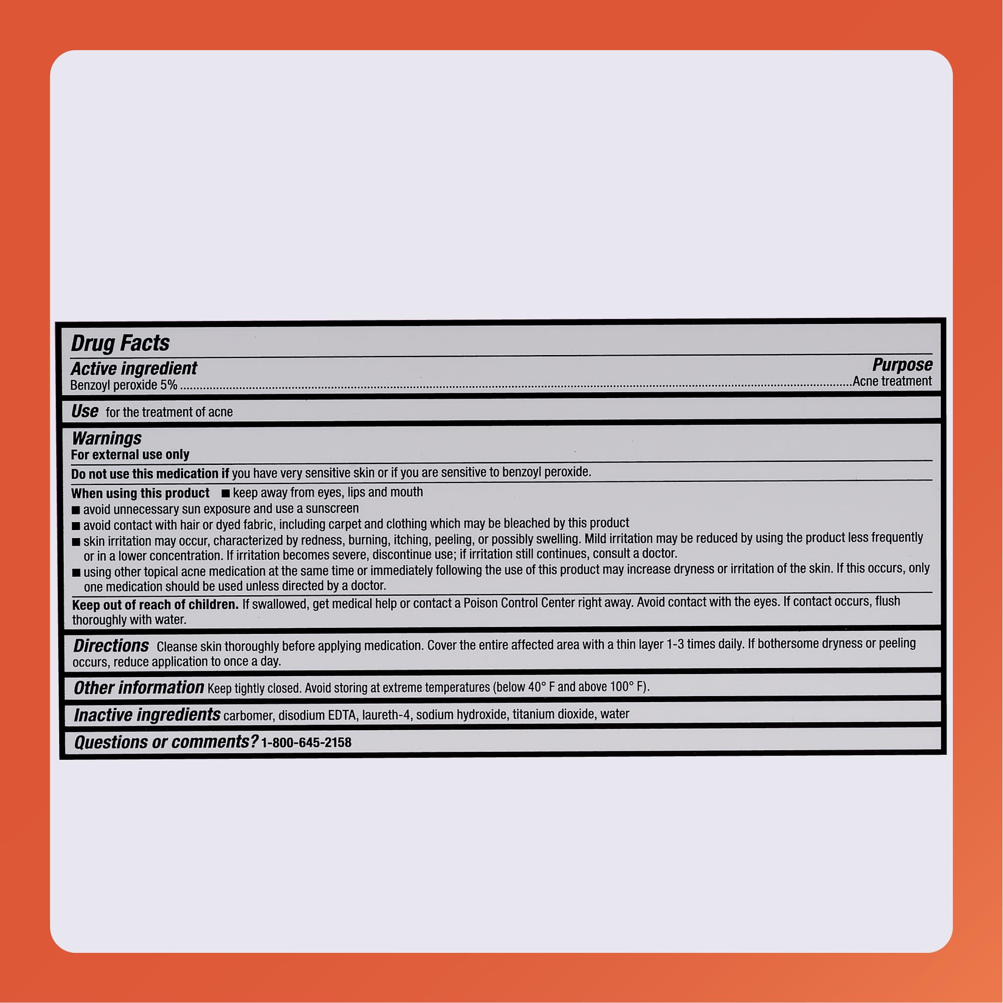 Rugby Laboratories gel 5% con absorción rápida para pieles propensas al acné.