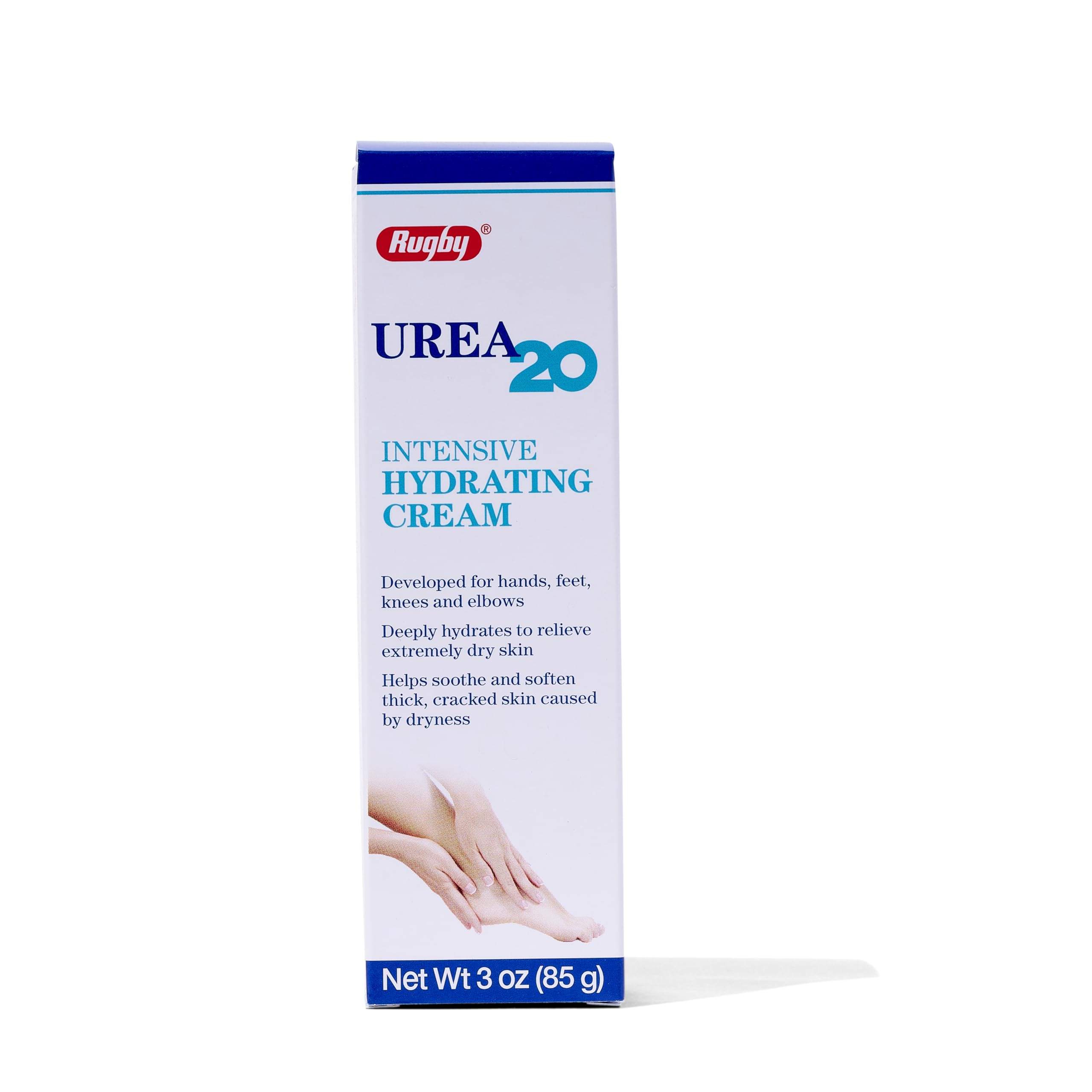 Rugby Urea 20% crema para pies y manos, hidratación profunda para piel seca.