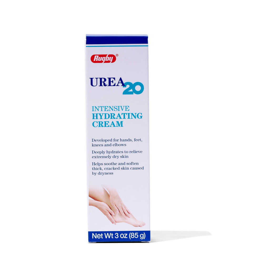 Rugby Urea 20% crema para pies y manos, hidratación profunda para piel seca.