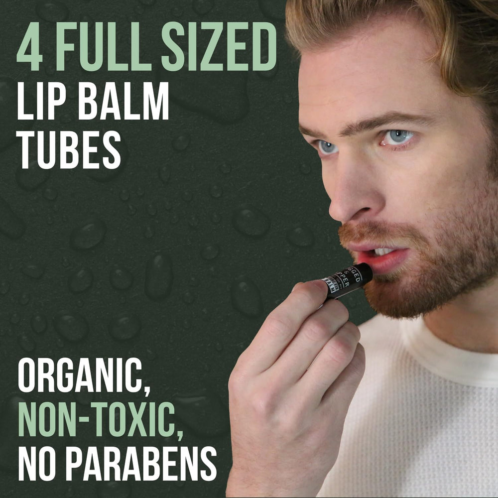 RUGGED & DAPPER bálsamo labial, se absorbe rápido, sin residuo grasoso.