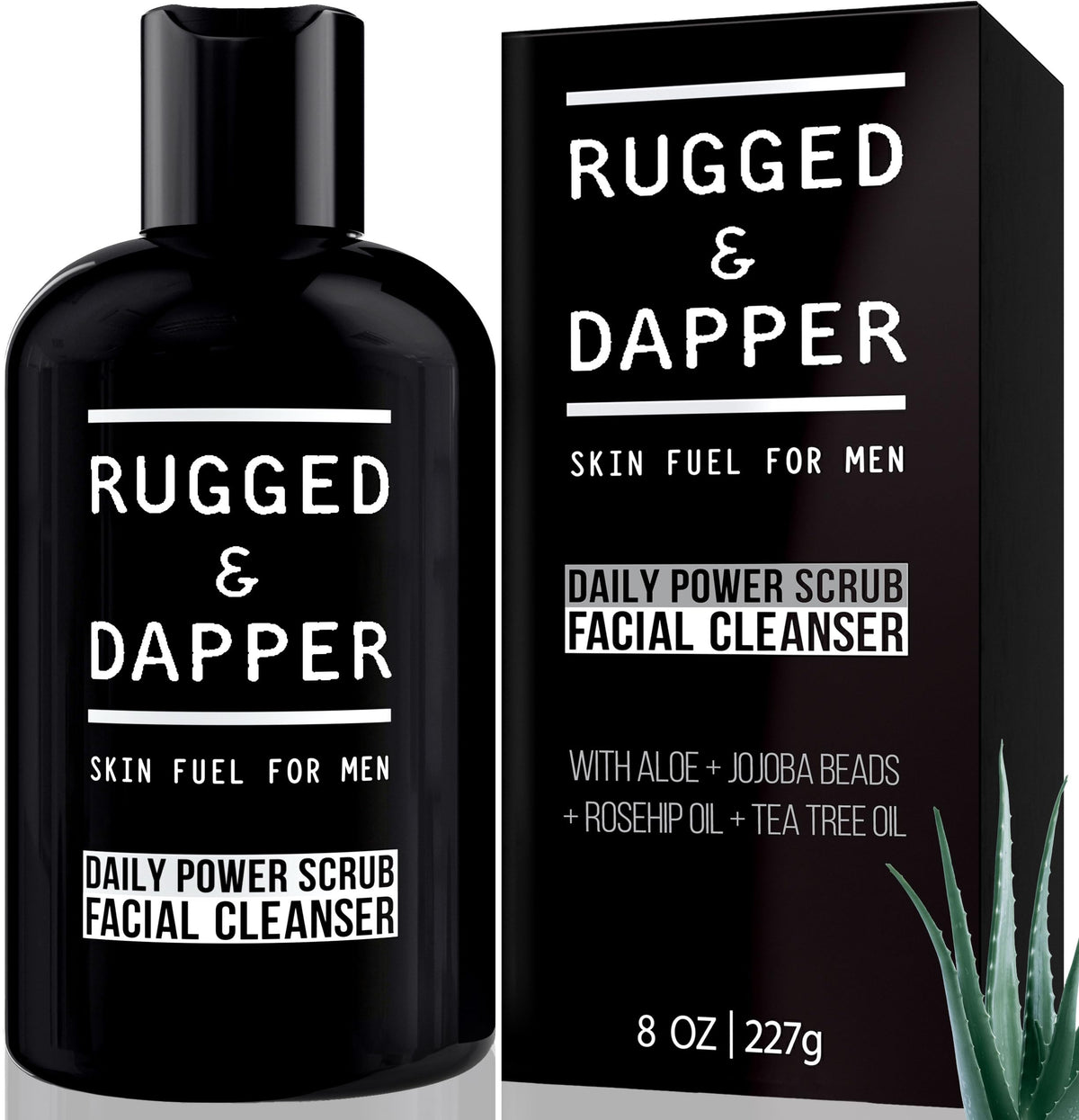 limpiador facial diario Rugged & Dapper en botella con aroma fresco para piel limpia