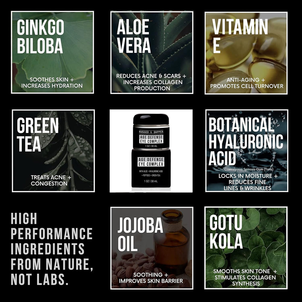 RUGGED & DAPPER ingredientes hialuronico aloe aceite argan, cuidado intensivo.